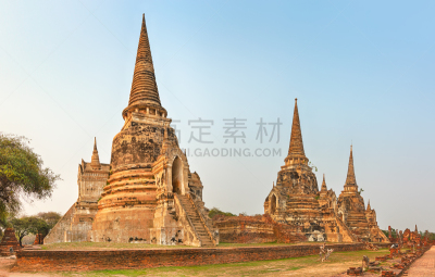 帕西桑波特寺院,砍头的,大城,底座,大城省,砖,世界遗产,泰国,著名景点,废墟