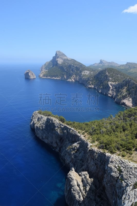 非凡的,酷堡福明托,风景,马略卡,sierra de tramuntana,自然,陡峭,垂直画幅,图像,海洋