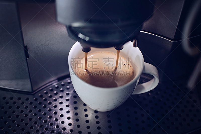 咖啡机,咖啡,清新,咖啡店,水平画幅,早晨,饮料,机器,现代,白色