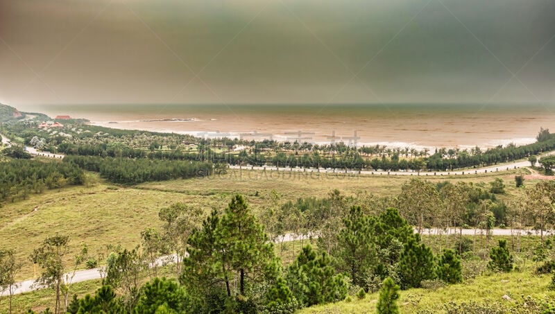 度假胜地,越南,从上面看过去,白族,旅游目的地,水平画幅,山,无人,户外,海洋