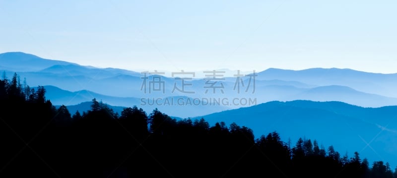 全景,clingman's dome,蓝岭公路,蓝色山脊山脉,阿巴拉契亚山间栈道,田纳西,天空,北卡罗来纳,美