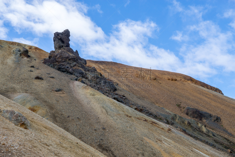 火山,兰德玛纳,fjallabak nature reserve,冰岛国,山,灰色,橙色,雪,草,色彩鲜艳