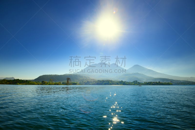 阿蒂特兰湖,危地马拉,火山,巴纳哈契,水平画幅,无人,运河,户外,湖,山