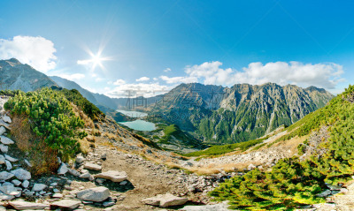 山,山谷,五只动物,塔特拉山,池塘,地下水,帕纳若玛山庄,塔特里山脉,水,天空