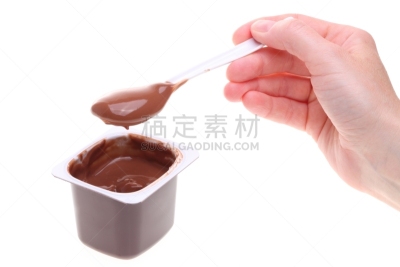 巧克力慕斯,分离着色,水平画幅,茶匙,奶油,背景分离,慕司,白人,甜点心,甜食