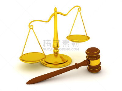 三维图形,槌子,陪审员,金色,白色背景,闪亮的,概念,平衡