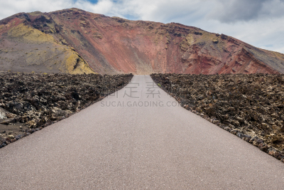 timanfaya national park,兰萨罗特岛,加那利群岛,山,路,火,熔岩平原,火山喷口,水平画幅,无人
