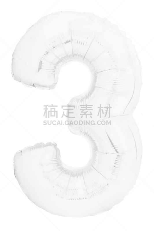 白色,白色背景,数字3,氦气球,分离着色,创造力,周年纪念,符号,背景分离,气球