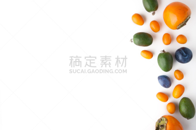 水果,白色背景,多样,边框,水平画幅,素食,维生素,组物体,白色,李子