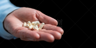 葡萄糖胺,营养品,白色,女人,手,胶囊,药,药丸,手掌