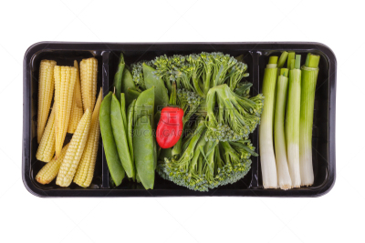 蔬菜,迷你型玉米,香豌豆,mange-tout,留白,葱,水平画幅,无人,椒类食物,板条箱