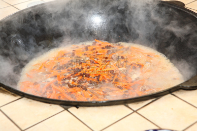 巨大的,肉饭,碗,肉,香菜,加冕式,乌兹别克斯坦,美,胡萝卜,芳香的