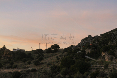路,山,古城,天空,水平画幅,无人,传统,古老的,夏天