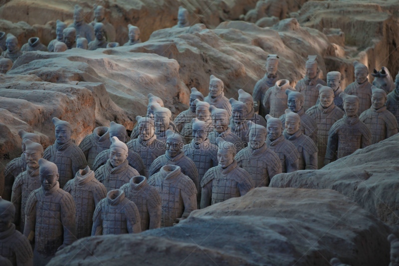 西安,赤土陶器,秦始皇陵景区,陵墓,水平画幅,兵马俑,图像,摄影