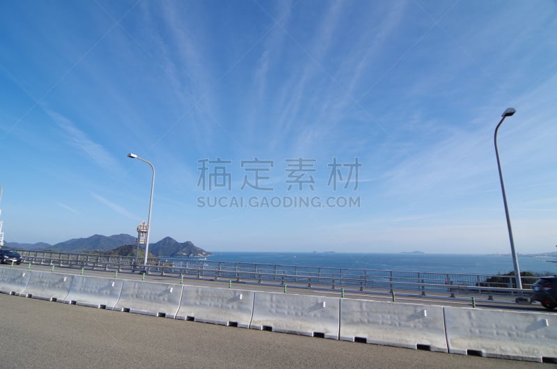 日本,濑户内海,桥,野外骑行道路,骑自行车,旅游目的地,水平画幅,巨大的,吊桥,来岛海峡大桥