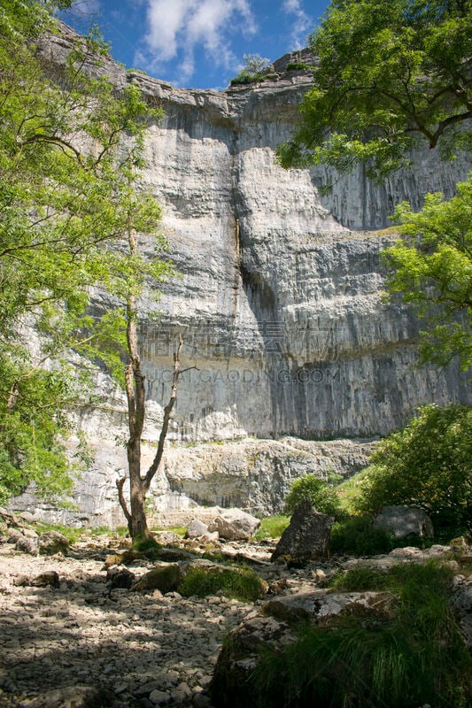 约克郡谷地,马哈姆湾,垂直画幅,美,瀑布,无人,奔宁通道,英格兰,夏天,户外