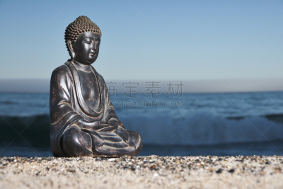 佛,海滩,风水,哲学家,选择对焦,水,天空,禅宗,留白,灵性