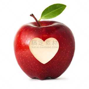 苹果,心型,红色,白色背景,符号,分离着色,健康食物,蛇果,健康保健