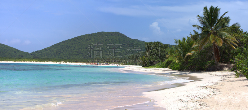 全景,库莱布拉岛,海滩,波多黎各,水平画幅,无人,户外,棕榈树,海洋,海岸线