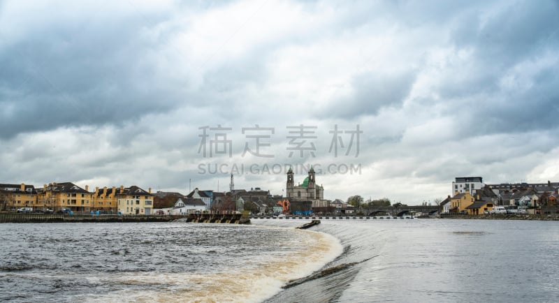 夏隆河,城镇,阿斯隆,天空,水平画幅,云,无人,户外,滨水,都市风景