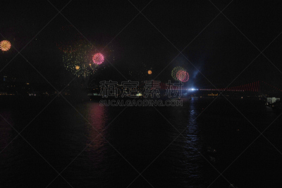 博斯普鲁斯大桥,7月15日烈士桥,留白,水平画幅,夜晚,无人,欧亚大陆,欧洲,户外,城市