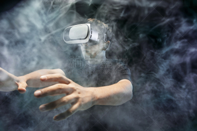 未来,技术,概念,男人,网络空间,玻璃杯,视力,虚拟现实模拟器,计算机游戏,留白