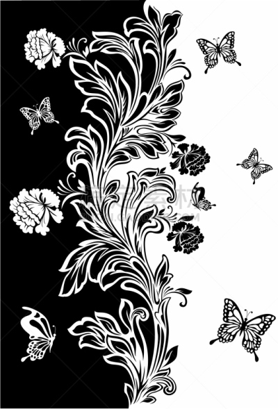 蝴蝶,绘画插图,矢量,黑色,白色背景,动物手,美,芳香的,符号,古老的