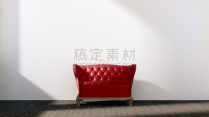 沙发,红色,白色,交通工具内部,空的,太空,住宅房间,式样,座位,水平画幅