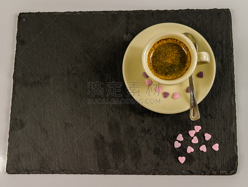 黑咖啡,甜食,盘子,小的,杯,紫色,黑色,撒出,热,芳香的