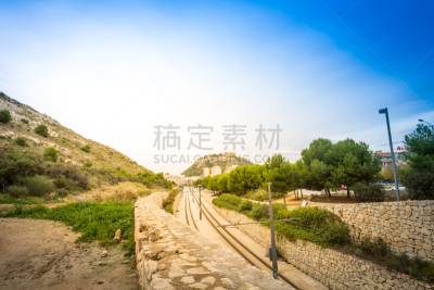阿利坎特,海滩,西班牙,阿利坎特省,海港,海岸线,地中海,散步道,夏天,户外