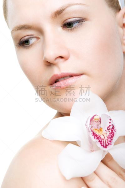 自然美,垂直画幅,兰花,绿色眼睛,彩妆,人的嘴,spa美容,健康,化妆用品,完美