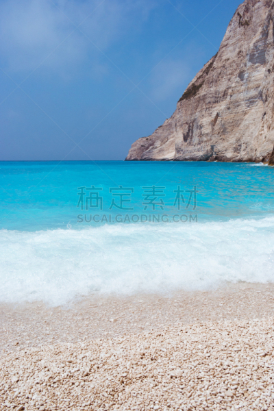 希腊,海滩,扎金索斯,垂直画幅,水,天空,美,无人,邮轮,夏天