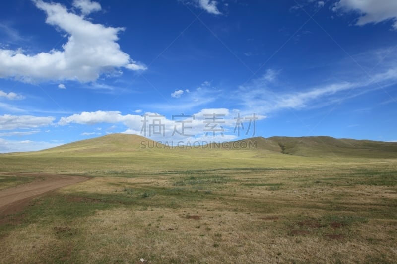 东欧大草原,鄂尔浑河谷,自然,天空,草地,柳树,水平画幅,野地,地形,山