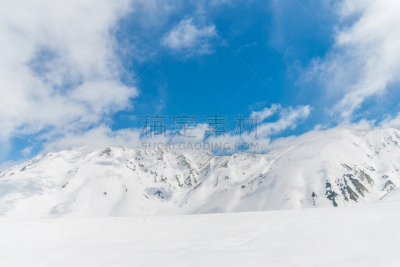 雪,山,蓝色,在下面,高处,天空,水平画幅,日本阿尔卑斯山脉,富山