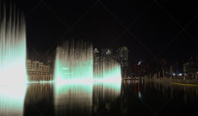 喷泉,迪拜,阿拉伯联合酋长国,音乐,名声,水平画幅,夜晚,符号,曙暮光,户外