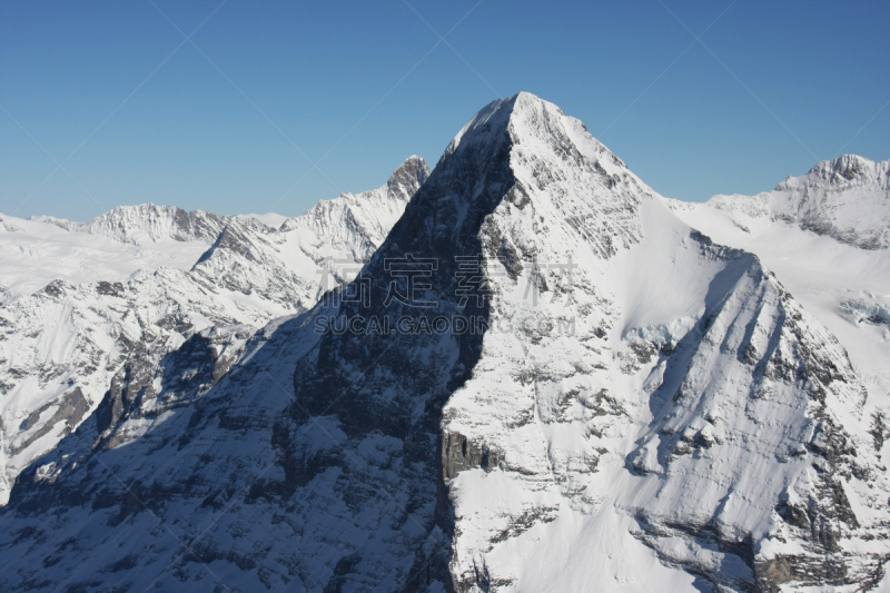 艾格峰,北脸,天空,水平画幅,雪,户外,石头,白色,彩色图片,冬天