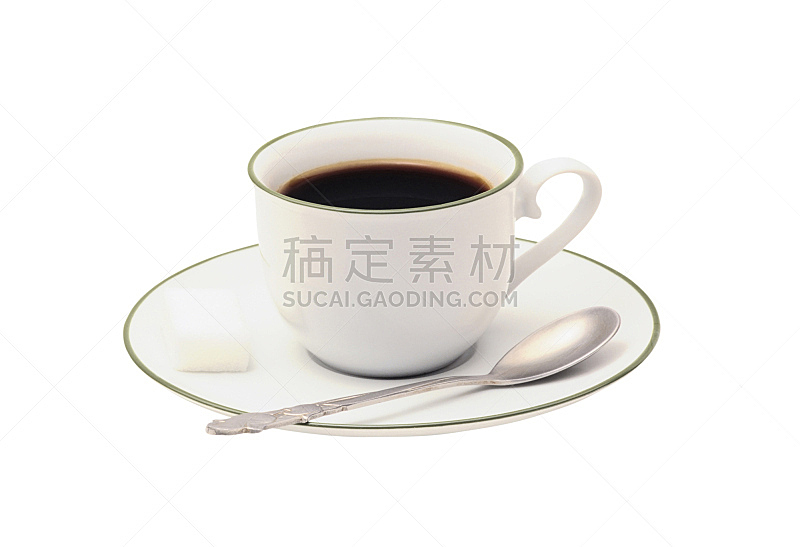 咖啡杯,汤匙,白色背景,褐色,早餐,水平画幅,无人,浓咖啡,背景分离,饮料
