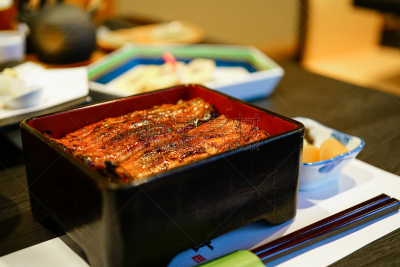 咸水鳗,米,盒子,滨松,鳗蒲烧,鳗鱼,筷子,格子烤肉,水平画幅,无人