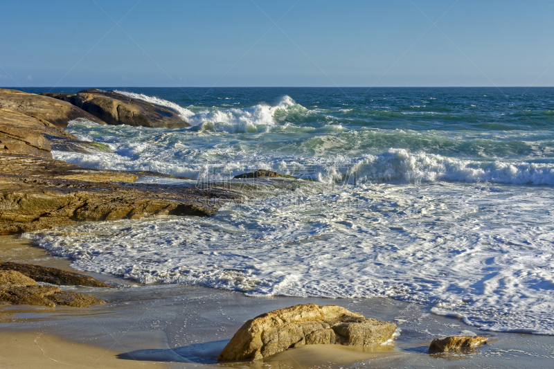 石头,阿波阿杜尔海滩,伊帕尼马海滩,海底,岩石海岸线,里约热内卢,水,水平画幅,沙子,无人