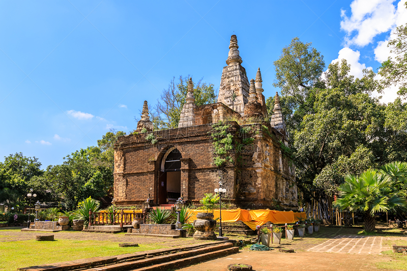 过去,泰国,清迈省,僧院,宝塔,北,男人,传统,拉那风景饭店,著名景点