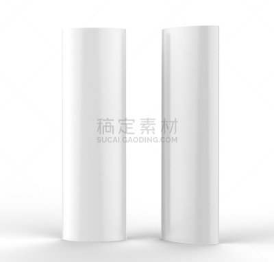 Curved PVC totem poster light advertising display stand. 3d render illustration.