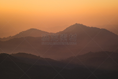 山,清迈省,水平画幅,无人,太行山,户外,清迈城,清莱府,泰国,日落