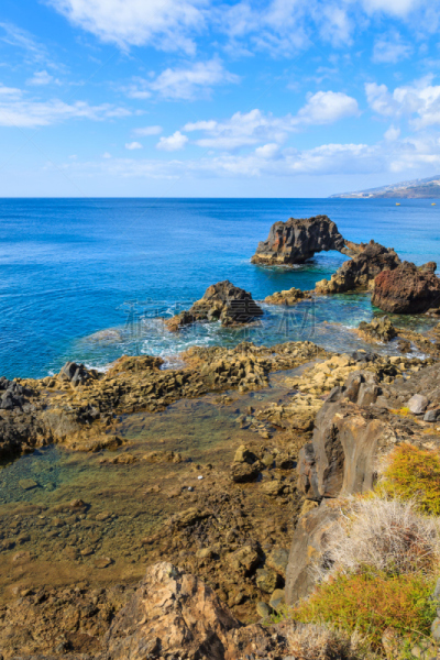 葡萄牙,自然美,马德拉岛海岸,垂直画幅,水,天空,泥土,夏天,石材,海滩
