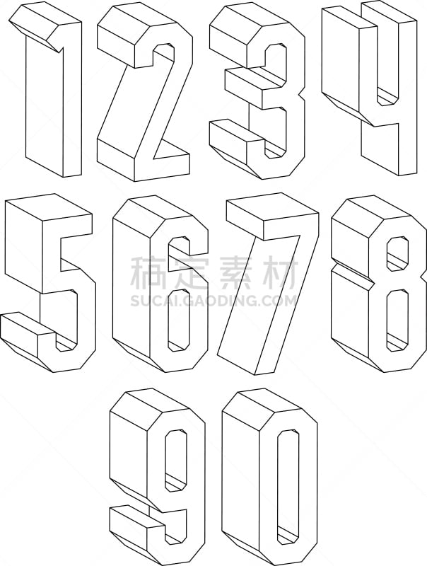 几何形状,三维图形,黑白图片,数字,线条,数字9,数字0,数字7,数字3,数字4