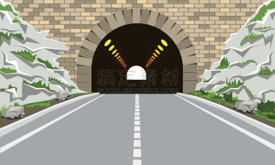 公路,隧道,绘画插图,卡通,平坦的,矢量,高雅,华丽的,高处,旅途
