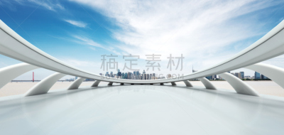 empty abstract window with modern bridge and buildings