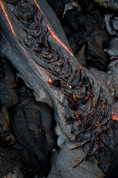 几劳亚活火山,夏威夷大岛,熔岩,抽象,航拍视角,垂直画幅,美,留白,无人,非凡的