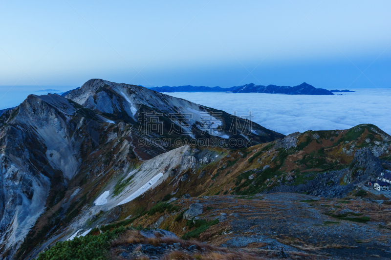 山,黎明,修改系列,白马岳,富山,富山县,飞驒山脉,长野县,天空,美