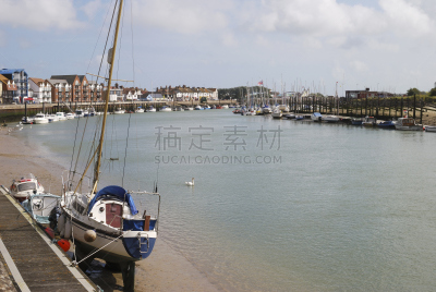 利特汉普顿,苏塞克斯,英格兰,河流,西苏塞克斯,水,水平画幅,无人,散步道,建筑外部