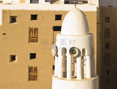 希巴姆,宣礼塔 ,哈德拉毛省,萨那,阿拉伯半岛,也门,古代文明,水平画幅,高视角,无人